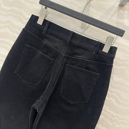 CE Flared Velvet Pants Black Cotton