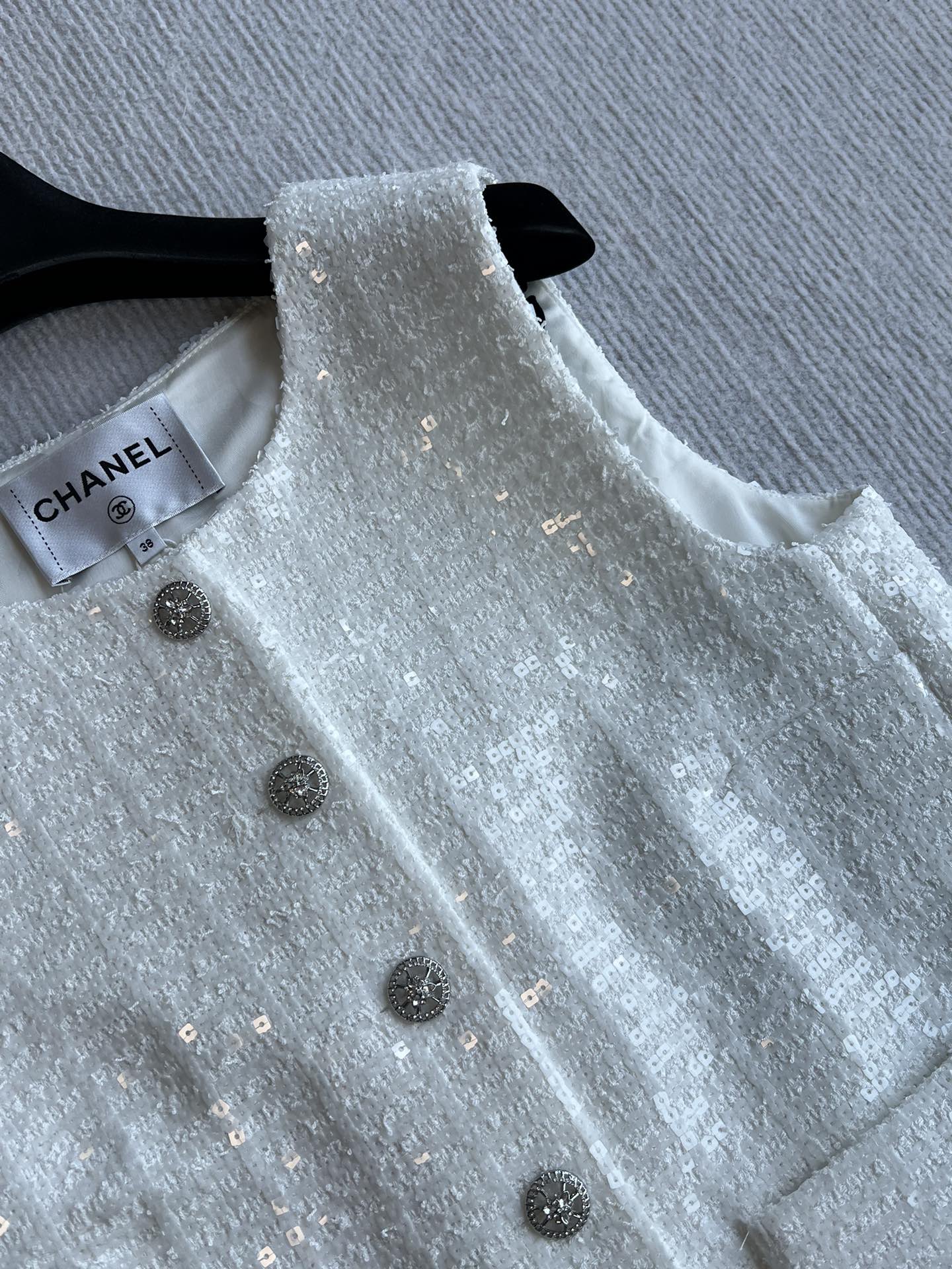 CC 25 Tweed Set Vest White Cotton Polyamide 251650