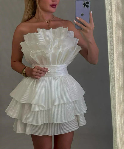 A line Strapless Tiered Short Homecoming Dress Party Gown