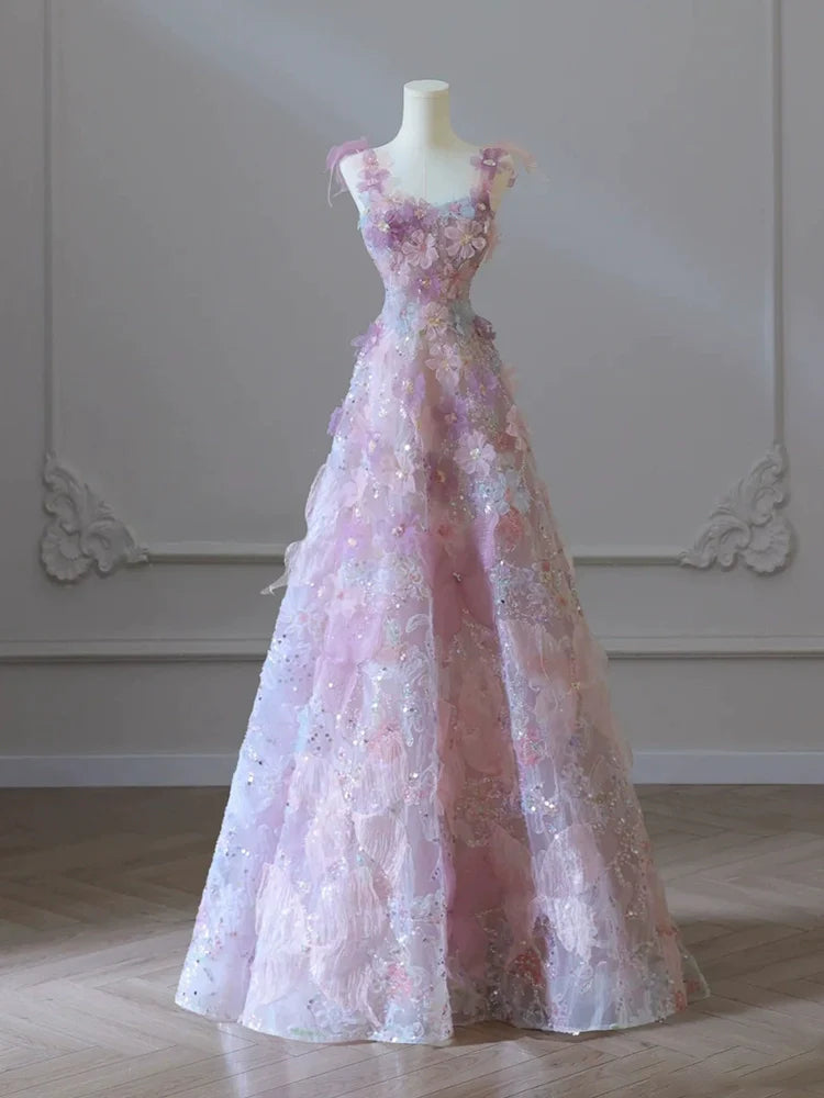 A Line Long Sleeveless Prom Dress Beautiful Evening Dresses   fg7661