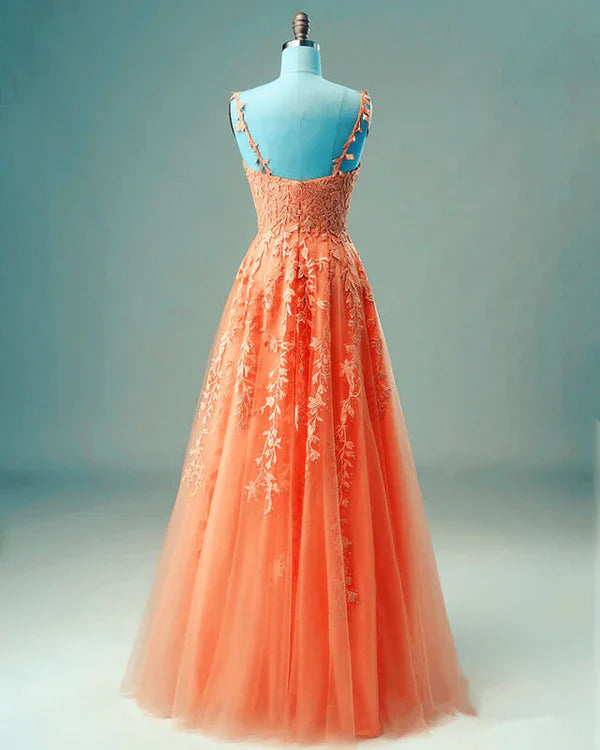 Elegant A-line Prom Dresses V Neck Lace Embroidery Sage Dress     fg3364