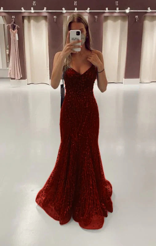 Green Long Mermaid Prom Dresses Formal Evening Gowns