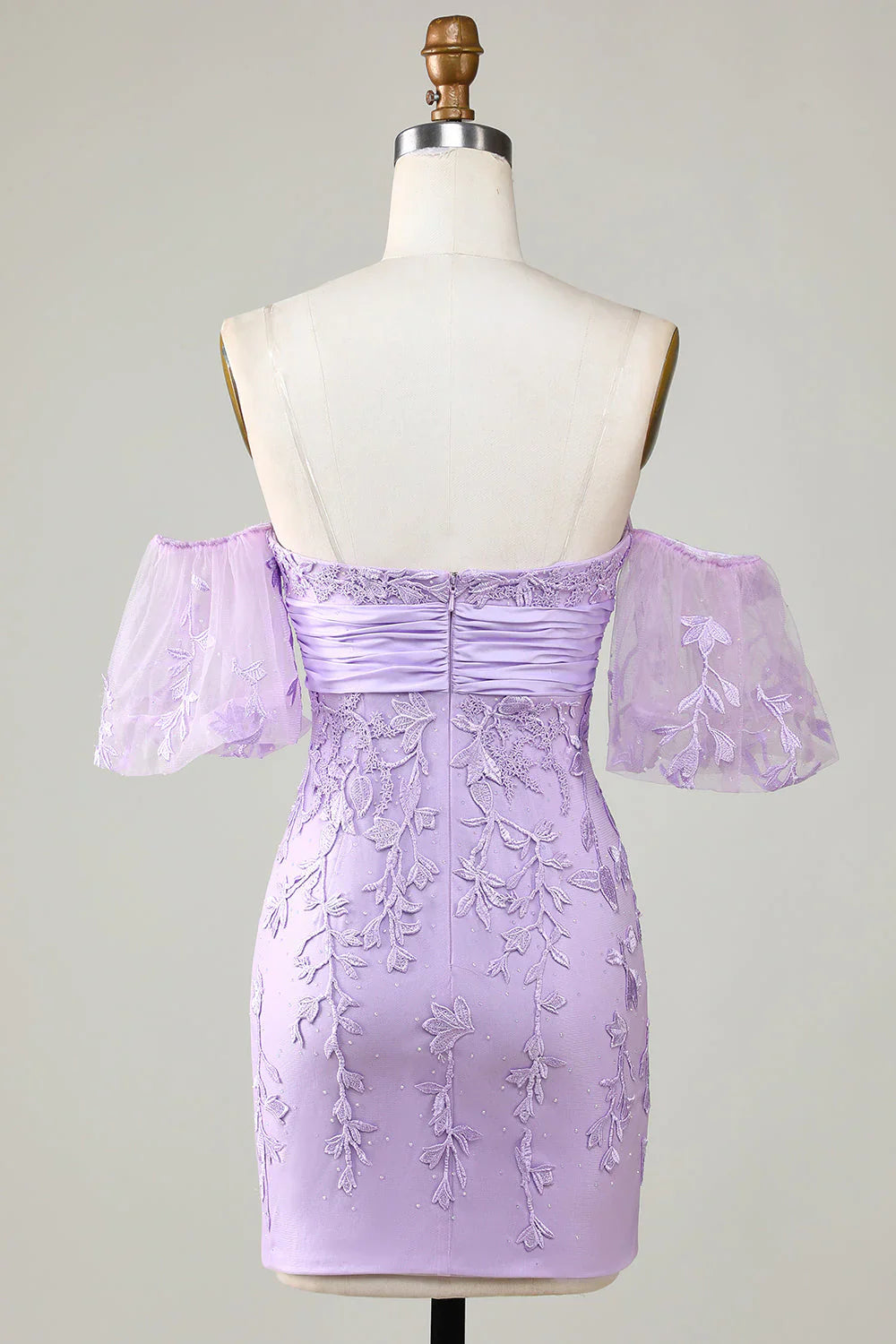Sweetheart Lace Tight Mini Dress Lavender Homecoming Dress        S3667