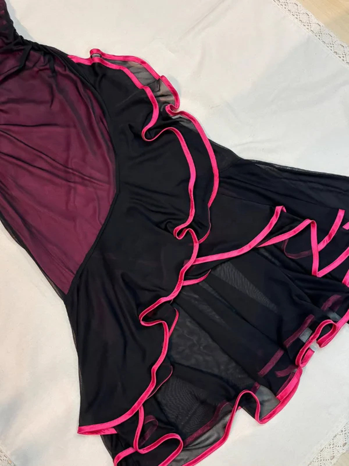 Black and Red Scoop High Low Mermaid Party Dress, Black and Red Evening Dress