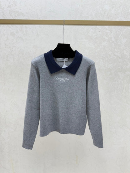 Dior 2025 Knitted Collared Long-sleeved Sweater Wool