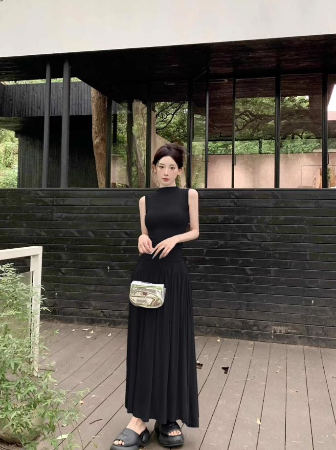 Maillard outfit suit, mature style, fashionable and stylish sleeveless top and skirt, two-piece suit R0481