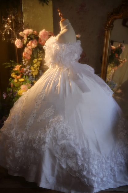 White off-the-shoulder retro elegant ball gown/bridal dress R7268