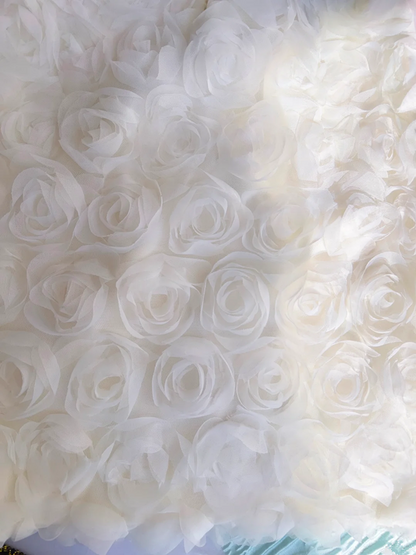 White suspenders three-dimensional flowers waist slimming short skirt homecoming dress R5045
