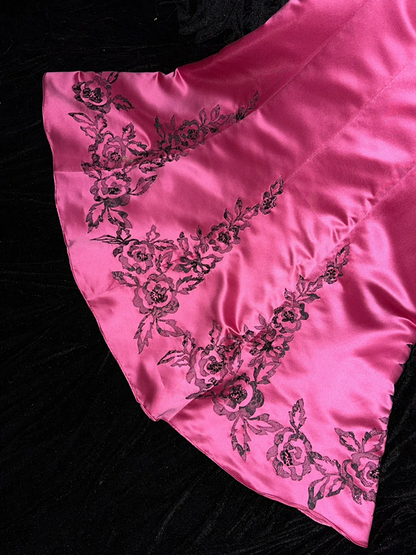 Rose pink strapless fitted waist bodycon sexy long ball gown R6935