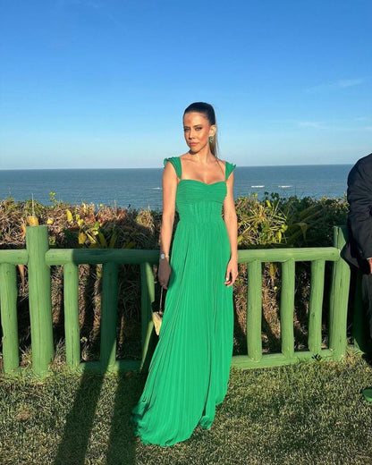 Simple Women Evening dress Green fashion A-line party dress     fg6854