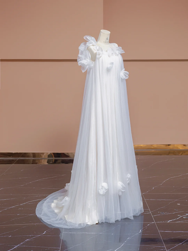 White halter-neck, straight-cut, long ball gown, bridal dress R8316