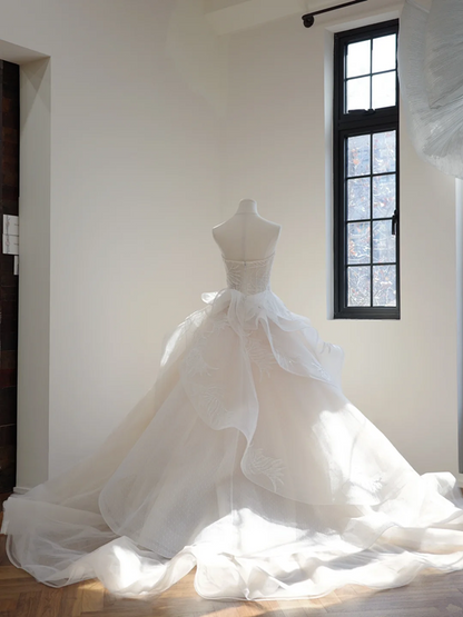Light nude pink strapless fitted waist long ball gown/bridal dress R8528