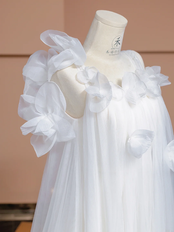 White halter-neck, straight-cut, long ball gown, bridal dress R8316