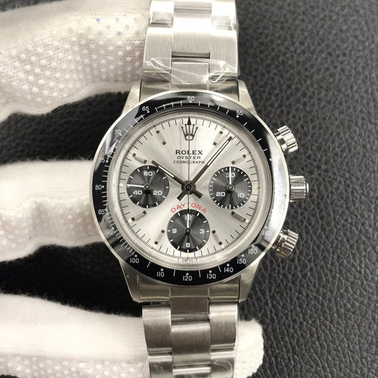 DAYTONA 38MM VINTAGE BLACK BEZEL SILVER DIAL