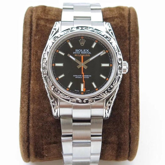 MILGAUSS 40 HAND ENGRAVED CASE BLACK DIAL