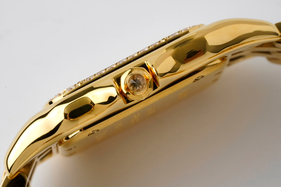 PANTHERE 27MM GOLD CASE DIAMOND BEZEL WHITE DIAL