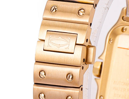 SANTOS LADY 35.1MM GOLD CASE GOLD DIAL DIAMOND BEZEL