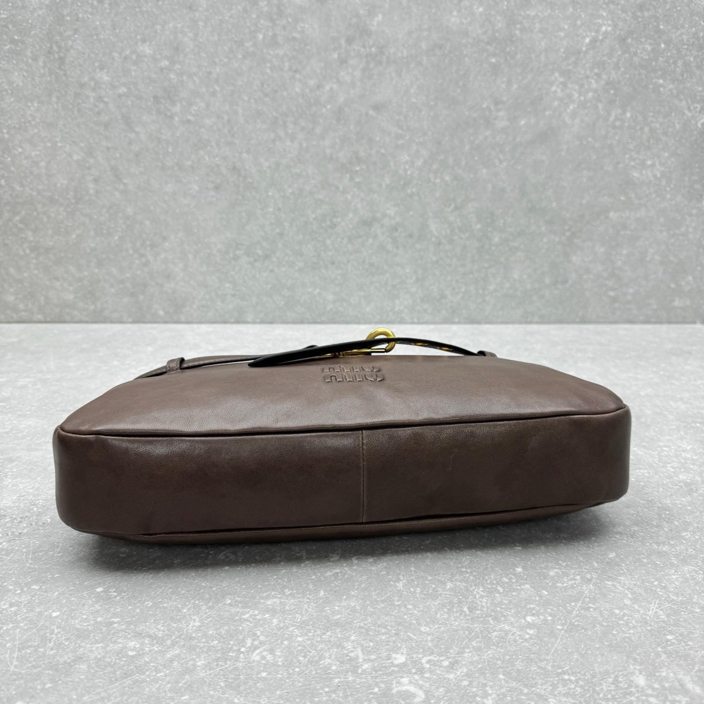 Miu Miu Aventure Shoulder Bag 40cm Brown in Sheepskin