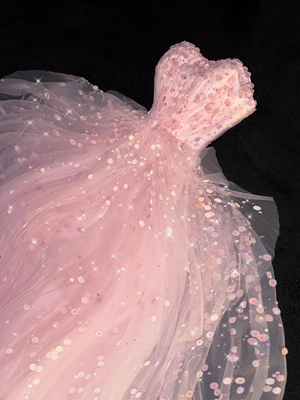 Pink strapless fitted waist ball gown/bridal dress R8744