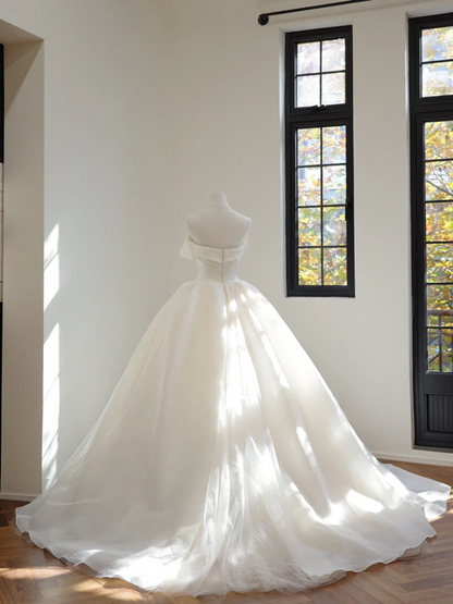 Off-white strapless fitted waist slim-fitting ball gown/bridal dress R8529