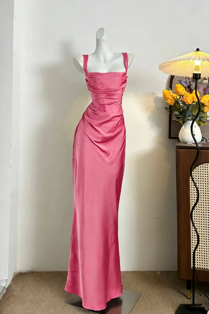 Classy Green Satin Mermaid Long Wedding Guest Dress Formal Birthday Prom Dress Party Dress D1844