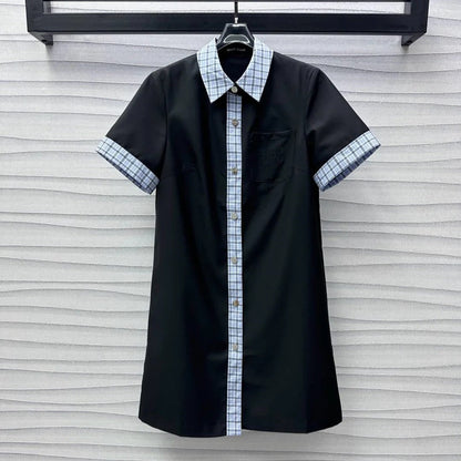 MIU 25S PATCHWORK PLAID DRESS 264573
