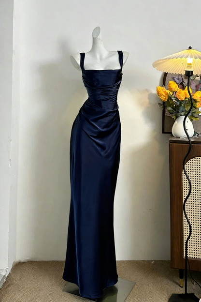 Classy Green Satin Mermaid Long Wedding Guest Dress Formal Birthday Prom Dress Party Dress D1844