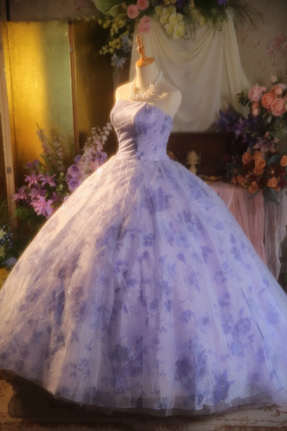 Purple strapless fitted waist ball gown/bridal dress R7271