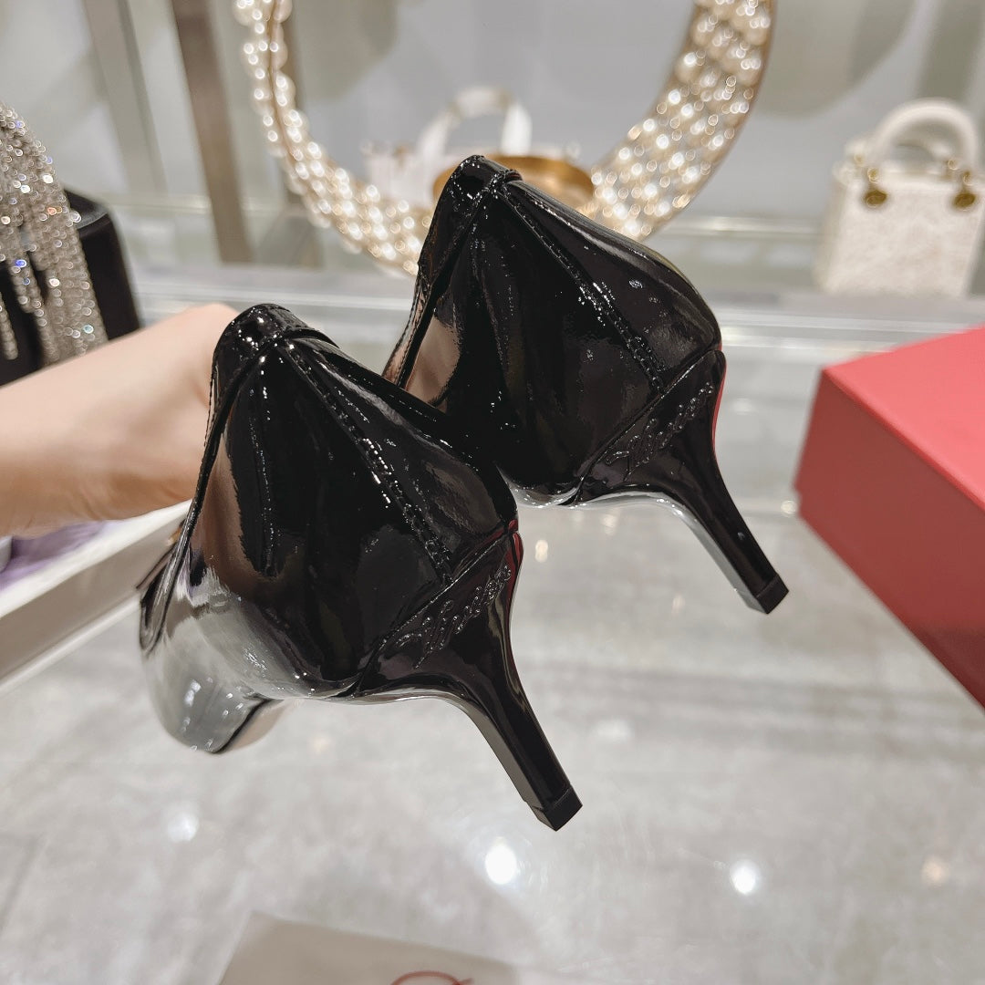 Viv Canard Pumps 55 Black Patent Leather