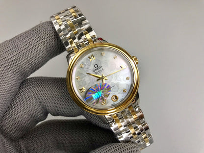 Omega De Ville 32.7mm Silver Gold White Dial