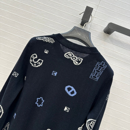 HM 25 Sweater Black Pattern Cashmere 02668