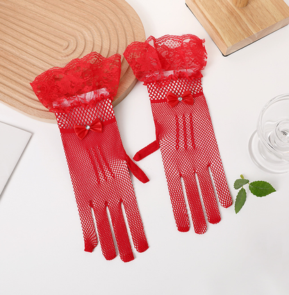 Halloween lace gloves bridal gloves bow hot diamond mesh sunshade sexy sleeves     S6275