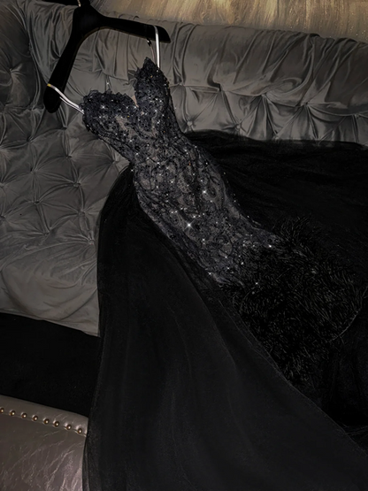 Black halter-neck fitted midi ball gown/bridal dress R8778