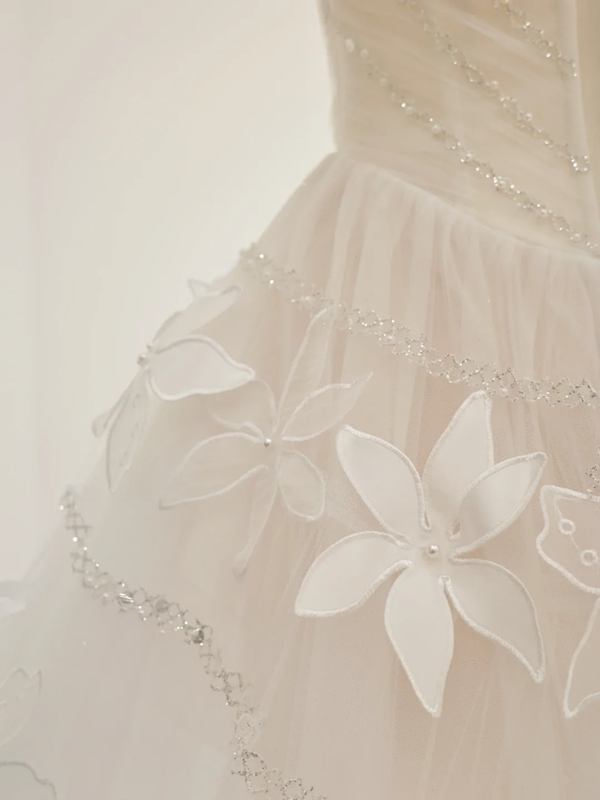 White off-the-shoulder fitted waist slim-fitting ball gown/bridal dress R8533