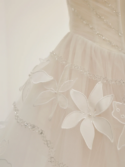 White off-the-shoulder fitted waist slim-fitting ball gown/bridal dress R8533