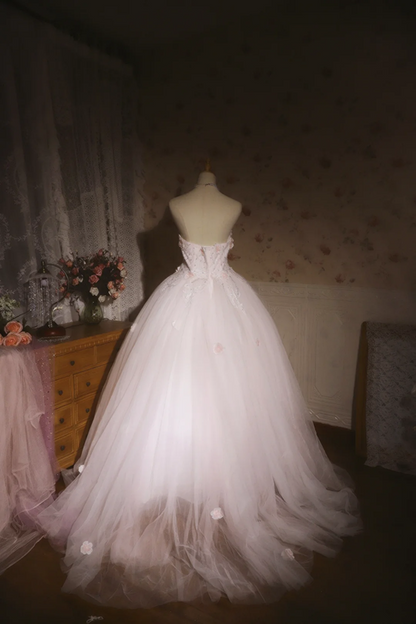 White strapless fitted waist ball gown/bridal dress R7255