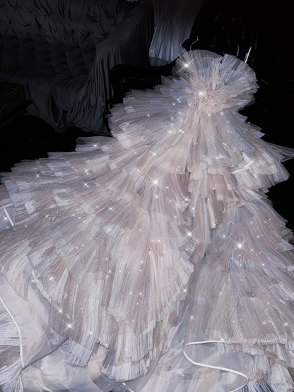 White strapless, fitted waist, full skirt, long ball gown, bridal dress R8749