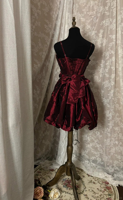 Simple Homecoming Dress Spaghetti Straps Fold Bowknot Prom Dress Back to School Outfits Party Dress  D6147