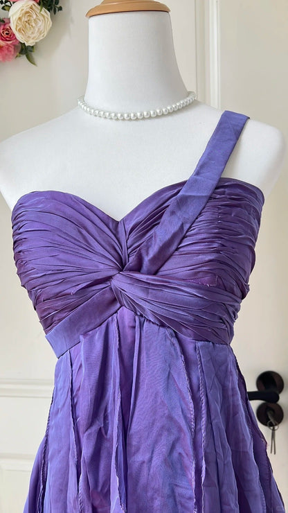 New Homecoming Dress One Shoulder Pleated Back to School Outfits Party Dress  D6469