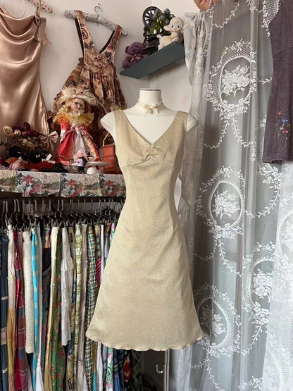 Light Brown Sleeveless Waist-Cinched Slim-Fit Short-Length Ball Gown R7422