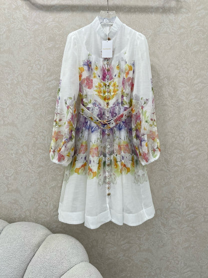 ZIMMERMANN SHORT DRESS WITH A STAND COLLAR 275119