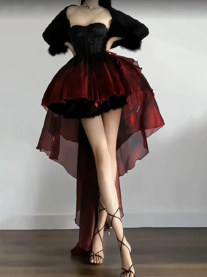 Chic Ball Gown Sweetheart Burgundy Short Birthday Dresses Birthday Outfits