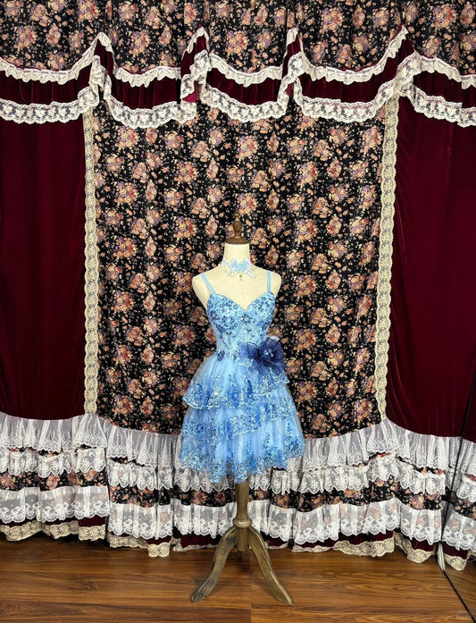 New Homecoming Dress Spaghetti Straps Lace Sequins Flower Prom Dress Back to School Outfits Party Dress  D6128