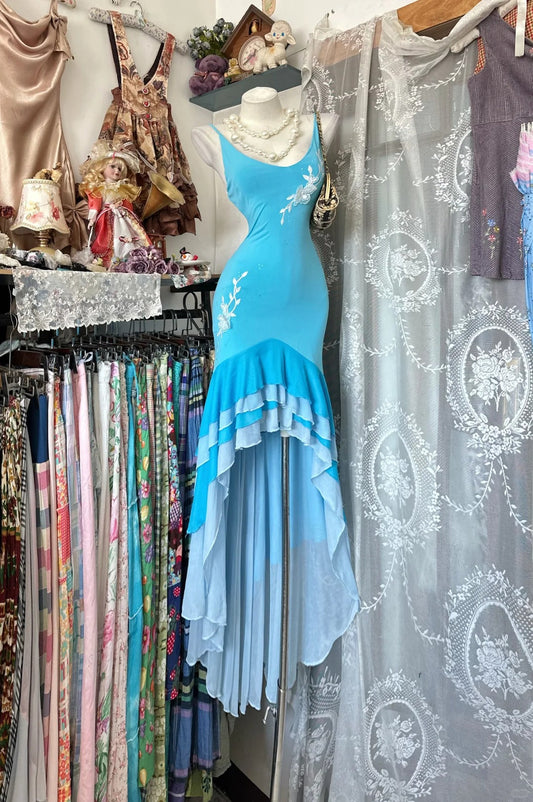 New Homecoming Dress Spaghetti Strap Hi-Lo Tulle Flower Prom Dress Back to School Outfits Party Dress  D6180