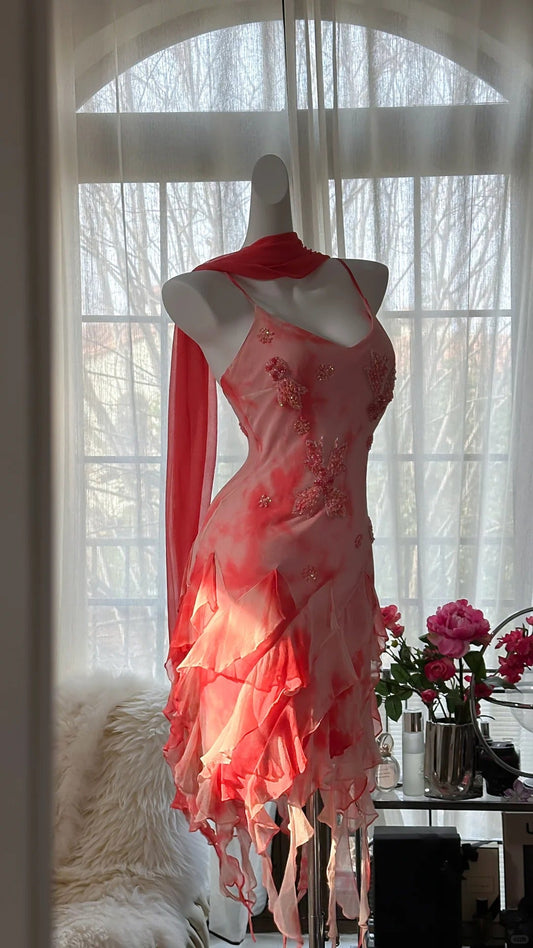 Pretty Homecoming Dress V Neck Applique Beading Tulle Dress Back to School Outfits Party Dress  D6420