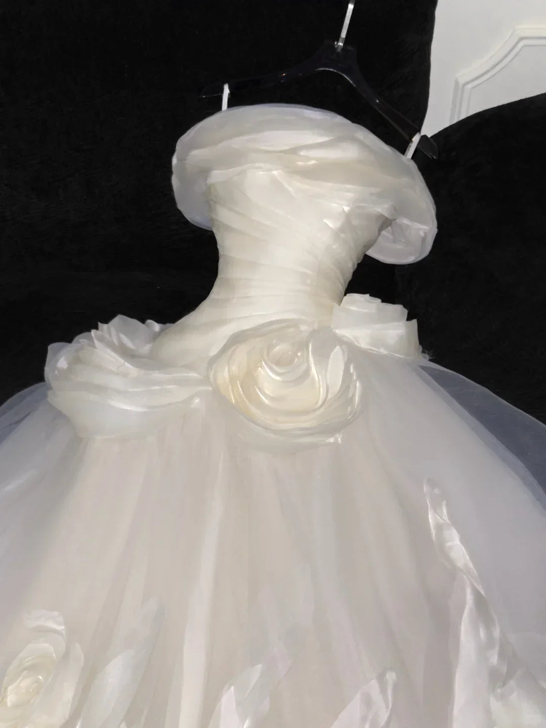 Elegant Spaghetti Strap A-Line Flower Tulle Long Prom Dress Wedding Dress Dress D6396