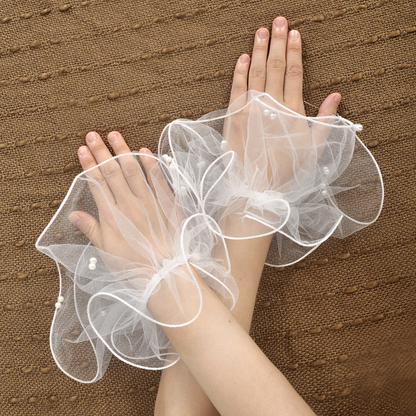 Bridal mesh pearl sleeves, beaded fashionable sleeves, wedding dress, matching thin gauze sleeves     S6252