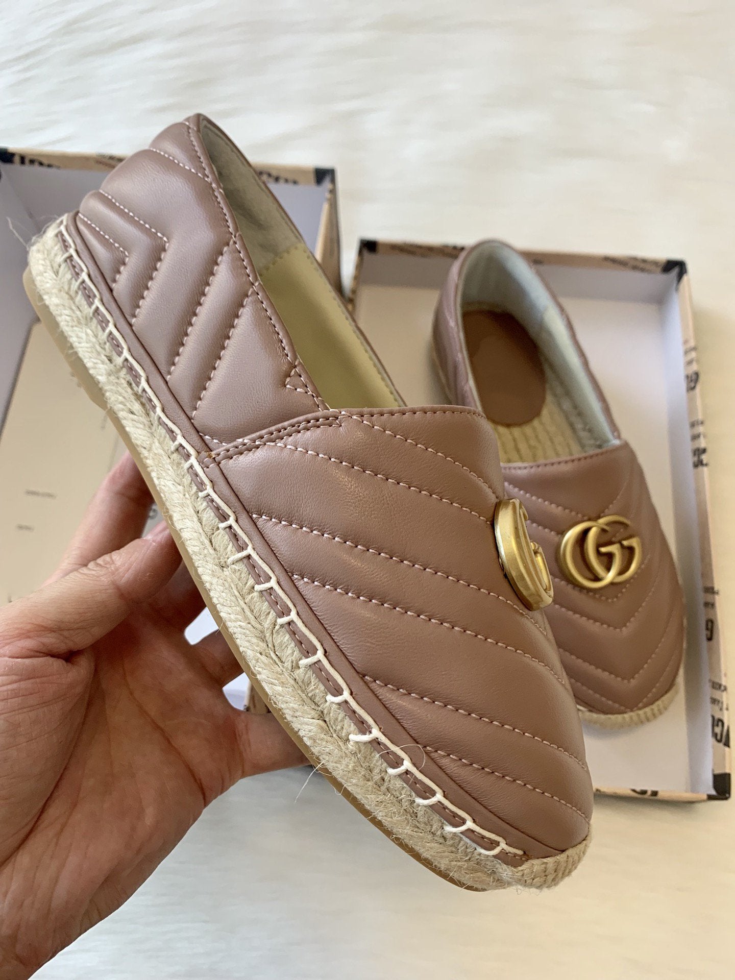 gg espadrilles dark powder pink calfskin
