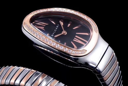 SERPENTI TUBOGAS 35MM PINK GOLD SILVER DIAMOND BEZEL