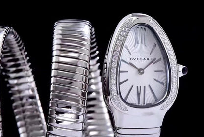 serpenti tubogas 35mm stainless steel diamond bezel double spiral